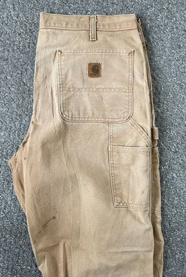 CARHARTT GRIGIO Rilassato Dritto Pantaloni Da Uomo W38 L32 