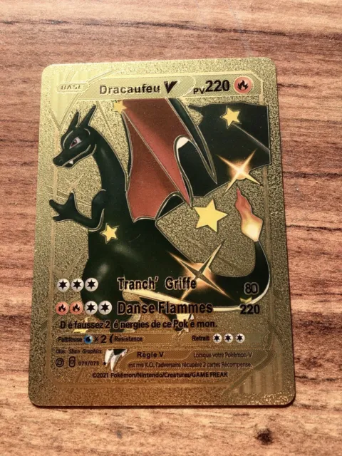 Carte pokemon Gold en métal aluminium plaqué or 