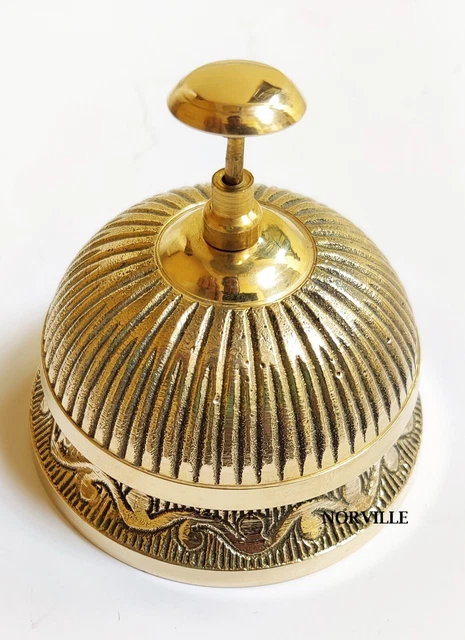 Campana Da Banco In Ottone Vintage - Camapanella Per Hotel, Reception, Scrivania