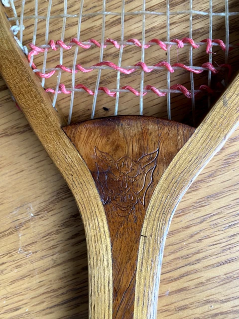 FISHTAIL SLAZENGER DEMON c1890s excellent w/ gut & canvas cloth racquet ...