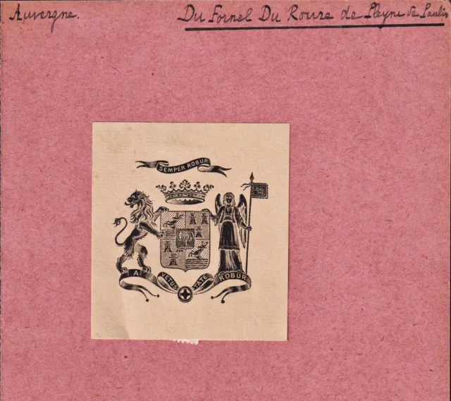 Roure de Pleyne de Paulis Auvergne Ex-libris Wappen blason armorial bookplate