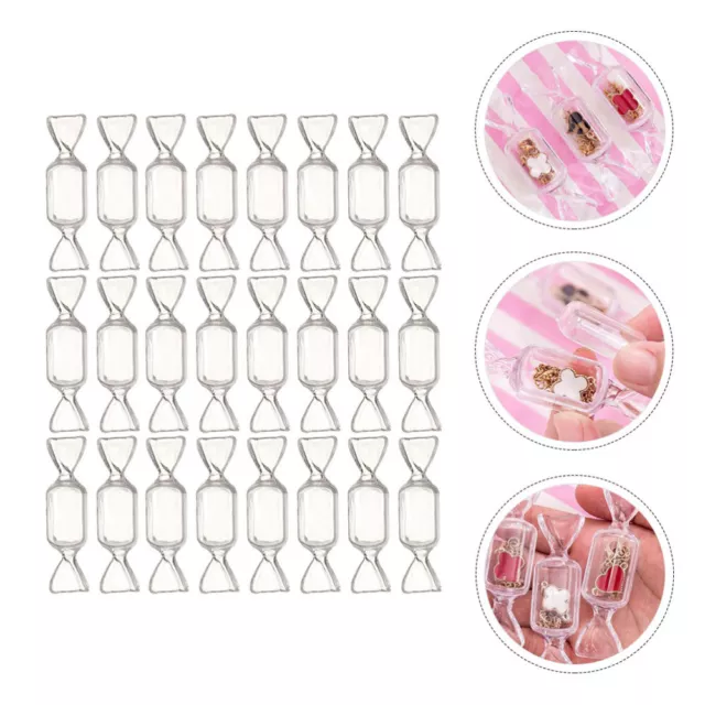 24 Pcs Storage Box Candy Shape Bead Container Clear Plastic Party Favor