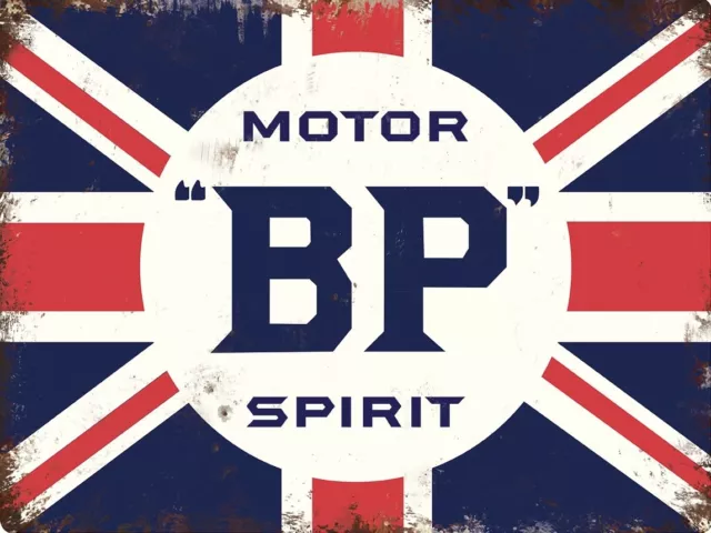 BP Motor Spirit UK GB Retro Metal Aluminium Garage Car Workshop Vintage SIGN