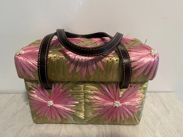 Kate Spade Vintage Cabo Floral Raffia Basket Handbag