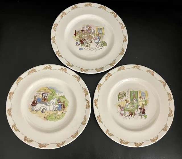 Royal Doulton Bunnykins Set Of 3 Breakfast Plates (20.5cm), Excellent Condition