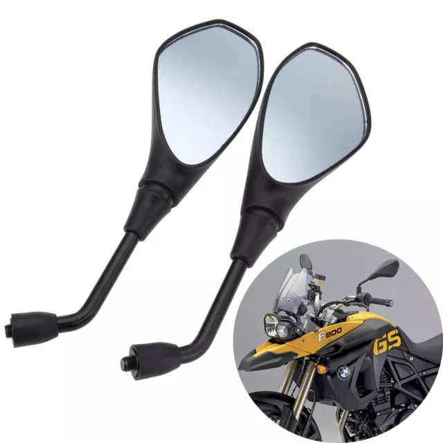 Paar Motorrad Spiegel Rückspiegel Universal 10mm Für BMW F650GS Suzuki Schwarz