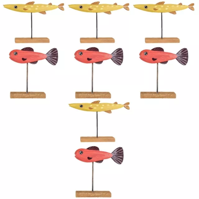 8 piezas artesanías náuticas para decoración de habitaciones infantiles modelo de pescado de madera