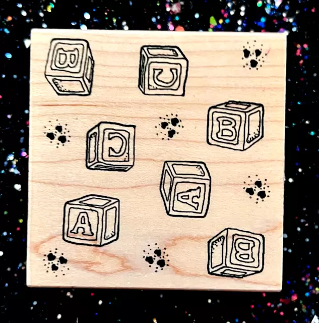 *Vintage Rubber Stamp "ABC Alphabet Blocks" by Imprint Factory 2 1/2 x 2 1/2"