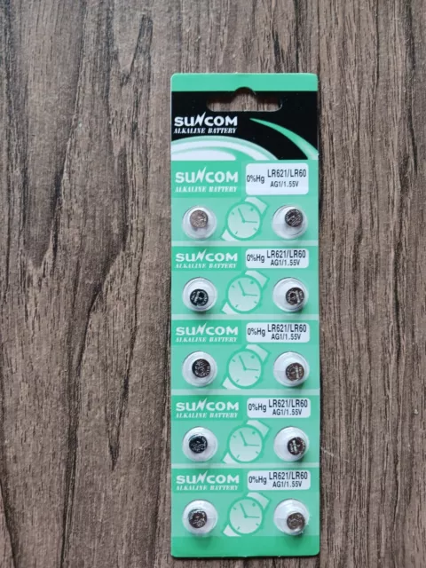 Pack de 10 piles bouton alcalines AG1 - LR62 - LR60.