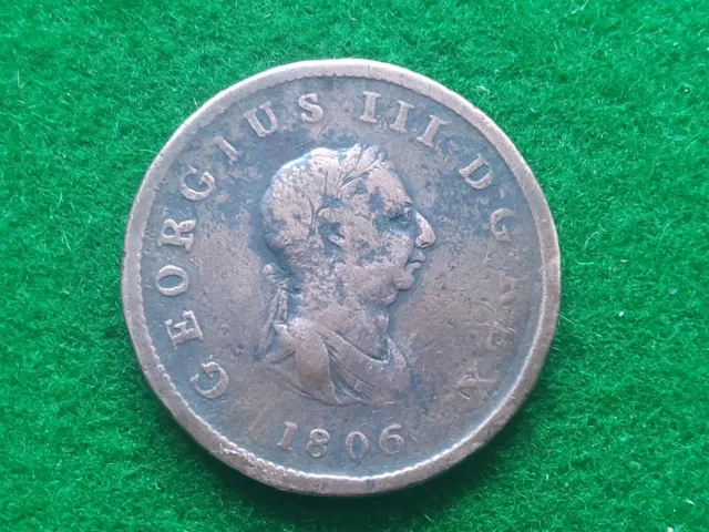 1806 Great Britain George III Half Penny Coin