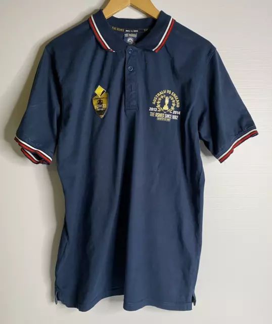 The Ashes AUS vs ENG 2013-2014 Men's XL Blue Cotton Polo Shirt Cricket Australia