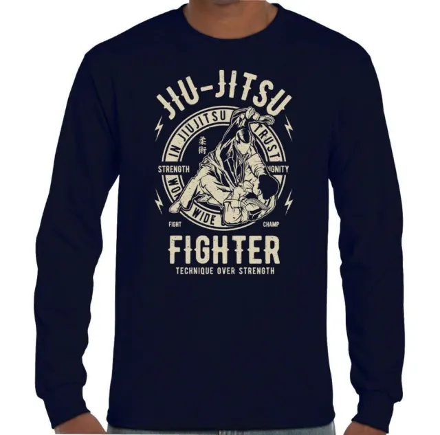 T-shirt uomo arti marziali Jiu Jitsu Fighter allenamento top palestra MMA combattimento brasiliano 3