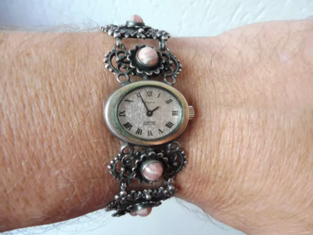 schöne,alte Armbanduhr__835 Silber__mit Steinen__ !