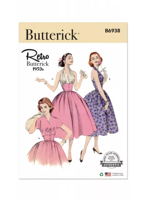 Butterick REtro 1950s SEWING PATTERN B6938 Misses Halter Dress & Jacket