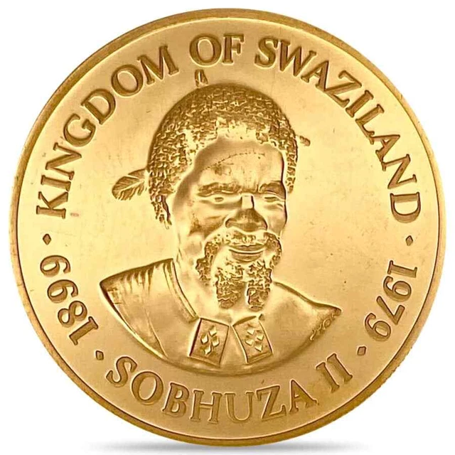 1979 Swaziland 1 oz Johnson Matthey 2 Emalangeni Gold Coin (Damaged) 1979 Swaziland 1 oz Johnson Matthey 2 Emalangeni Gold Coin (Damaged)