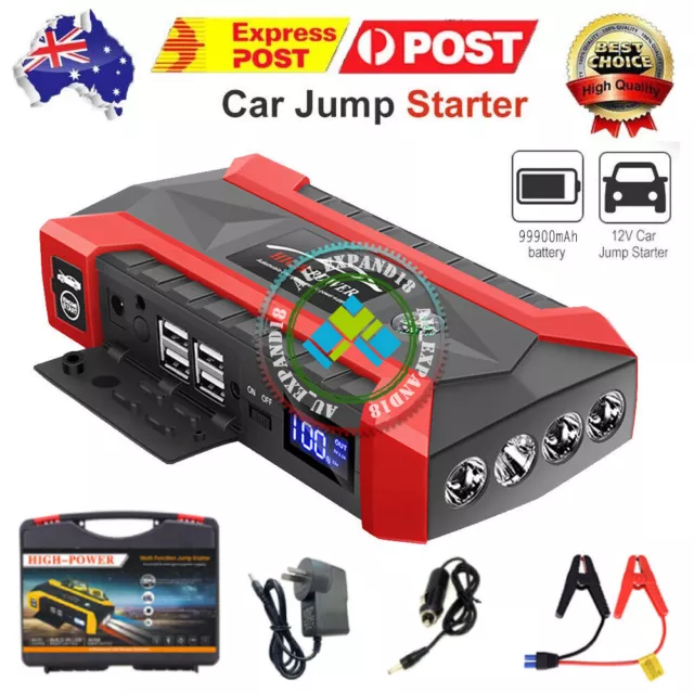 99900mAh Portable Car Jump Starter Booster 12V Battery Charger Power Bank 1000A