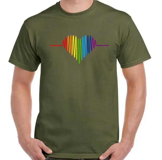 T-shirt LGBT Gay Pulse Heart da uomo orgoglio colori arcobaleno outfit maglietta abbigliamento 7