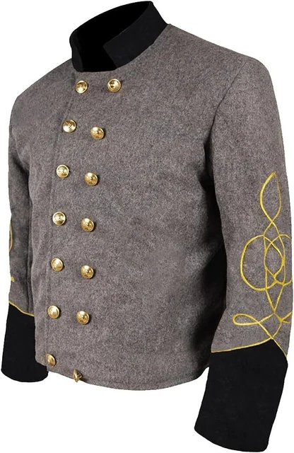 Civil War US Lt's 1 Braid Grey Wool Jacket with Solid black Cuff  & Collar
