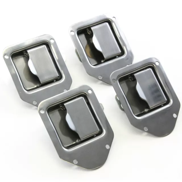 4) Toolbox Stainless Door Handle Trailer RV Latch 4-3/8" x 3-1/4" Paddle New