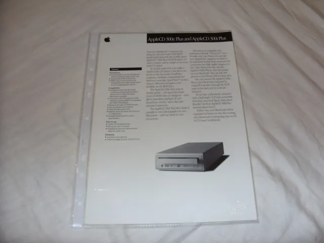 AppleCD 300e & 300i Plus CD ROM two-sided data sheet black/white Macintosh