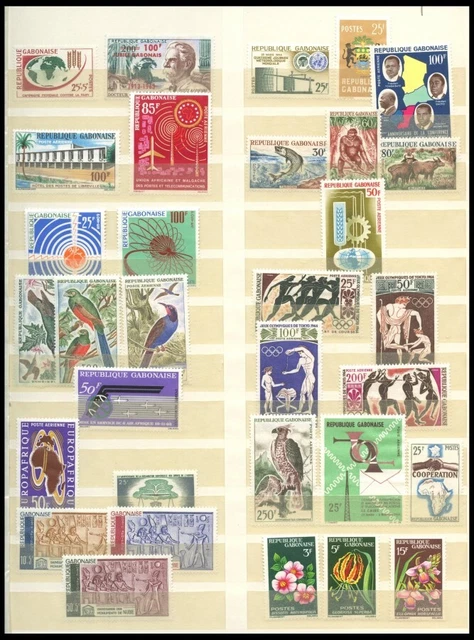 GABUN 1963-68, Partie verschiedener Ausgaben,einge Werte haftend, Pracht/feinst