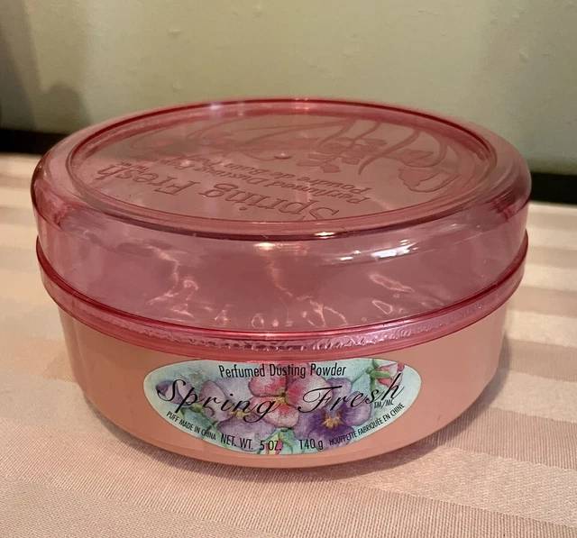 Vintage Delagar Spring Fresh Fragranced Dusting Bath Powder Pink Box No Puff NOS
