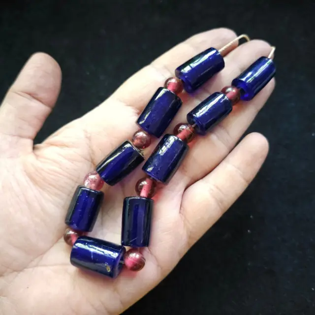 Antique European Russian Blue czech bohemian glass African trade beads