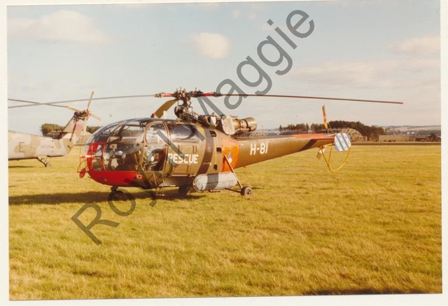Colour print showing Netherlands Air Force Alouette H81 at RAF Leuchars in 1989