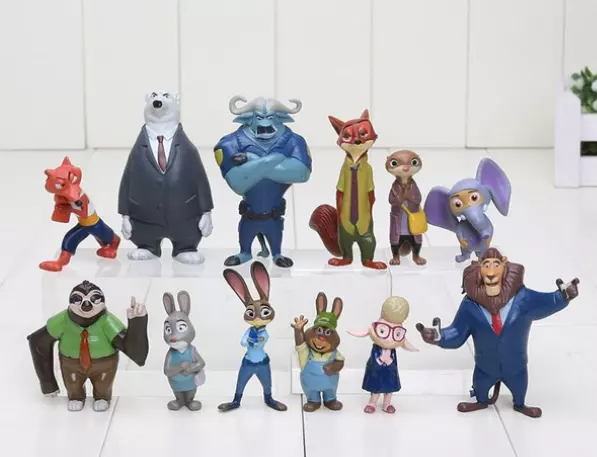 12PCS/SET Disney Zootopia Nick Judy Flash Mini Action Figures PVC Toys Dolls