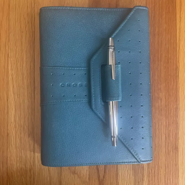 Cross Autocross Leather Collection Personal Agenda Planner w Pen Turquoise Teal