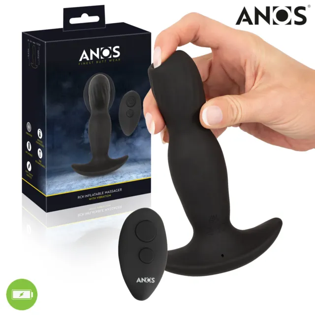ANOS RC Inflatable Massager with Vibration - Black Anal Plug with Inflatable Tip