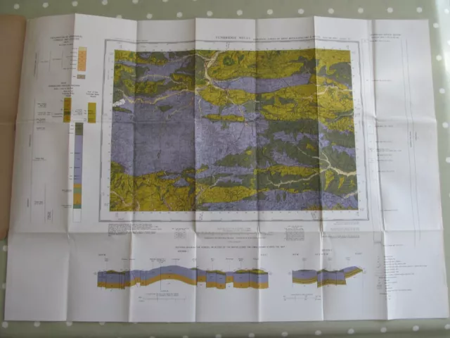 Vintage Geological Survey Map - Sheet 303 Tunbridge Wells Dated 1971 2