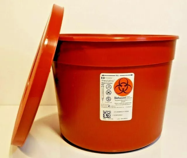 2-COVIDEN SharpSafety Sharps Container 6.75H X 8.75D Inch 5QT Rotor Lid