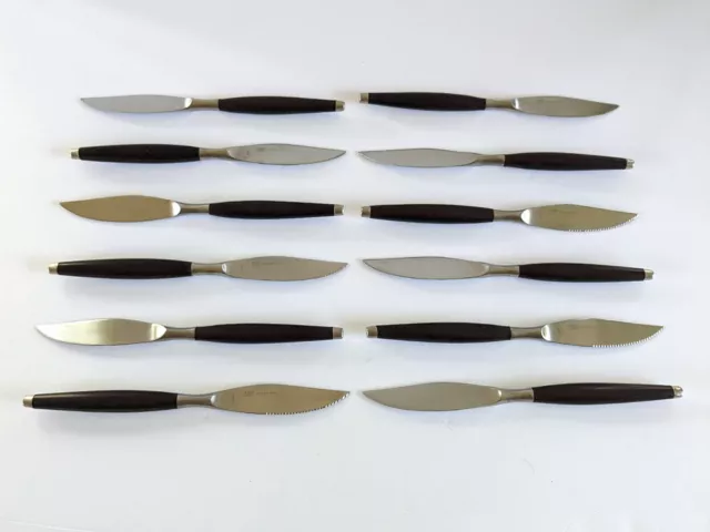 EKCO ETERNA "Canoe Muffin" Steak Knives SET/12 Stainless Steel BROWN MCM JAPAN