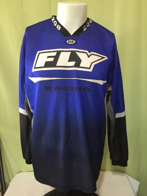 Fly Racewear #208 Men’s Blue Black Long Sleeve Shirt Size Small