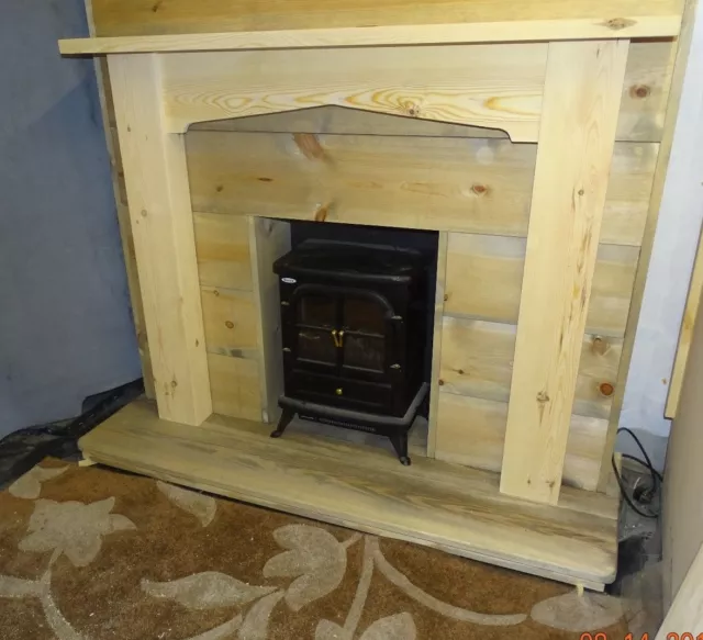 PINE CHUNKY POINTED ARCH FIRE SURROUND   free postage