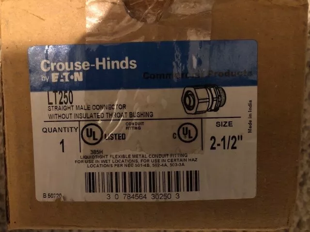 Eaton LT250 Crouse-Hinds Male Liquid tight Conduit Connector 2-1/2" NEW IN BOX