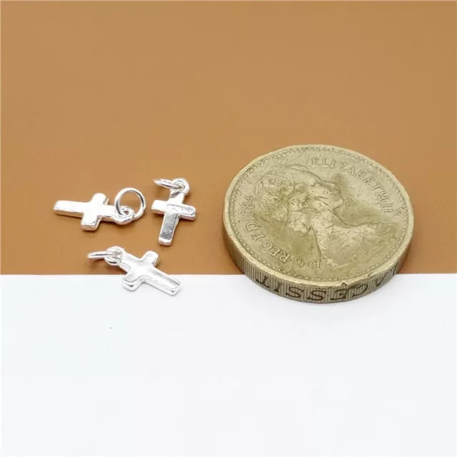 8 Sterling Silver Tiny Jeuse Cross Charms 925 Silver Religious Bracelet Pendant 2