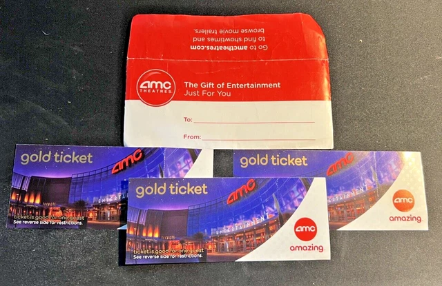 (3) AMC Movies Black (Gold) Ticket - No Expiration! - Free Admission Each