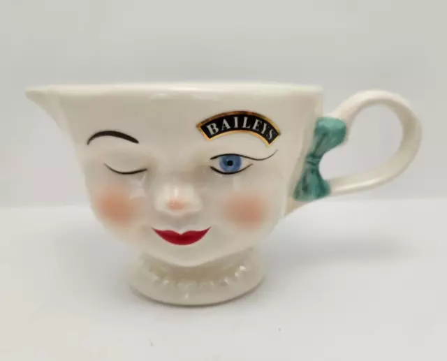 Vintage 1996 Bailey's Irish Yum Female Winking Face Ceramic Creamer Mug