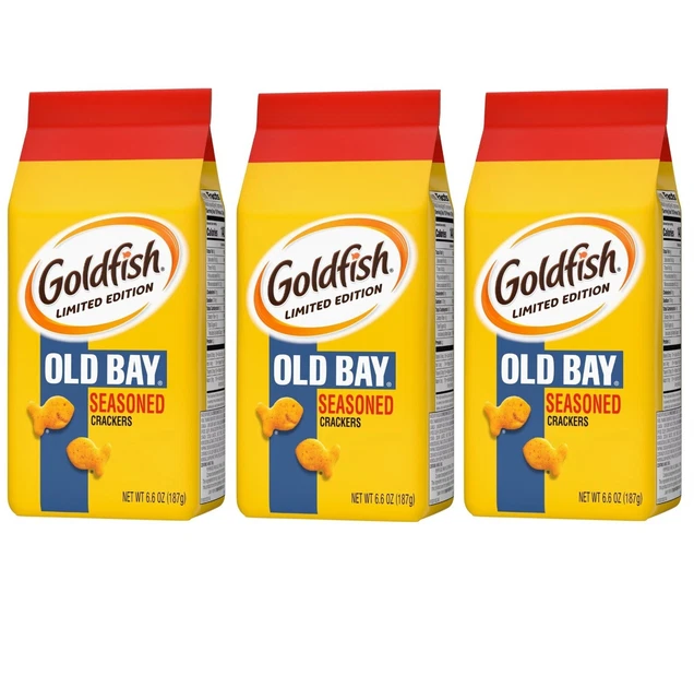 GOLDFISH OLD BAY Seasoned Crackers Snack Limited Edition 6.6Oz 3 Bags