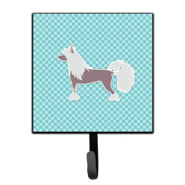 "Caroline's Treasures Chinese Crested Checkerboard Blue Leash or Key Holder B...