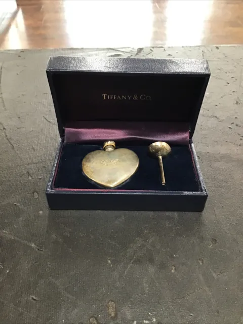 TIFFANY & CO Sterling Silver 925 Heart Shaped Perfume Flask