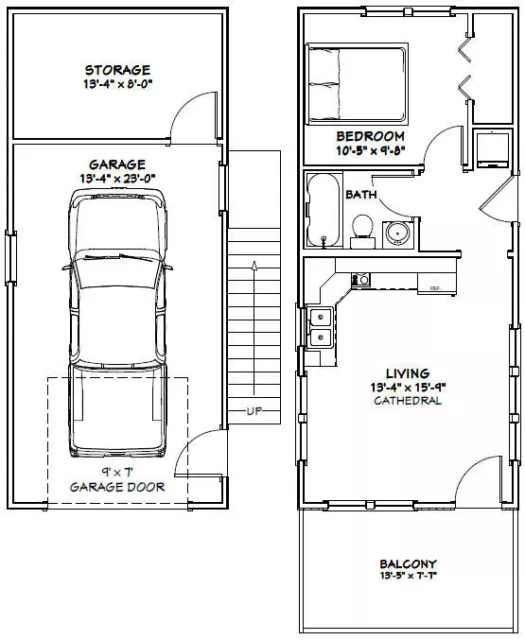 14x32 Tiny House -- 567 pieds carrés -- Plan d'étage PDF -- Modèle 7A 2