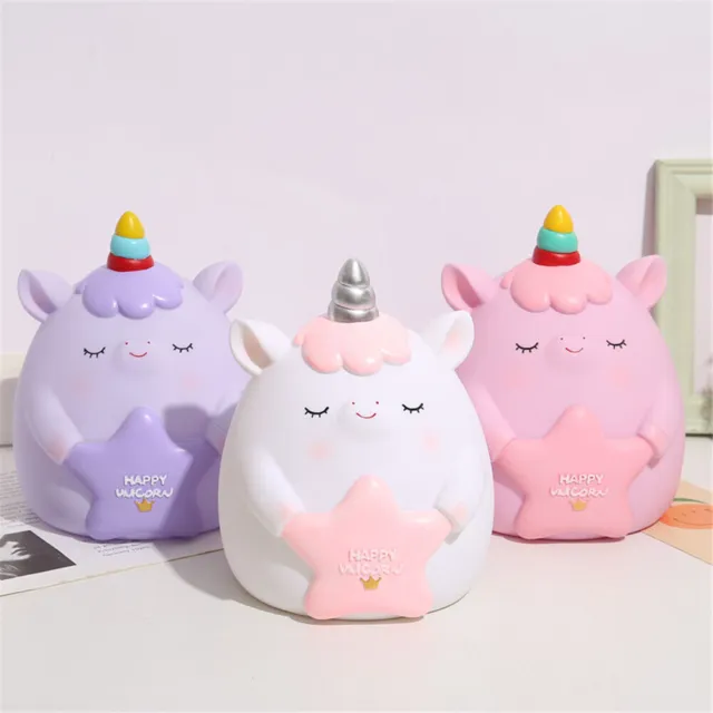 Cute Unicorn Piggy Bank Saving Coins Money Box Cash Fund Gift Pig Children Toy