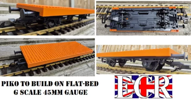 PIKO G SCALE 45mm GAUGE FLATBED BRICK BUILD ON DECK FREIGHT ROLLING STOCK TRUCK