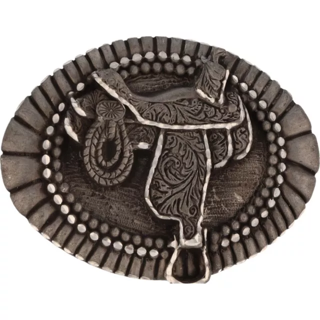 Saddle Cowboy Cowgirl Horse Back Bronc Riding Rodeo Western Vintage Belt Buckle