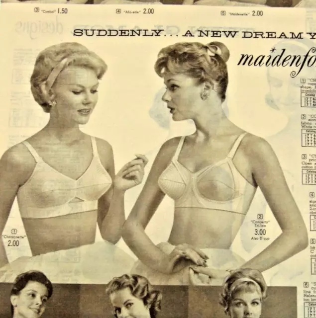 1959 WARNERS Women's new and young strapless bra vintage fashion ad