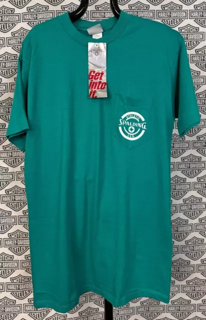 Vintage Spalding Athletic USA Made Single Stich Pocket T-Shirt Adult Large NWT