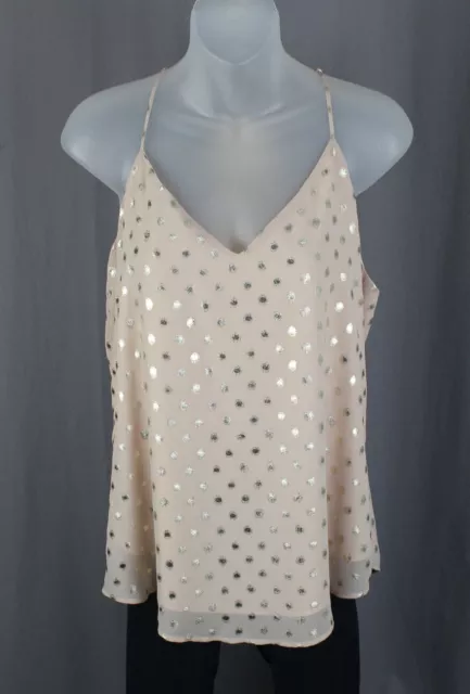 Lavender Brown NWT Beige Gold Shimmer Print Racerback Camisole Top Size Medium